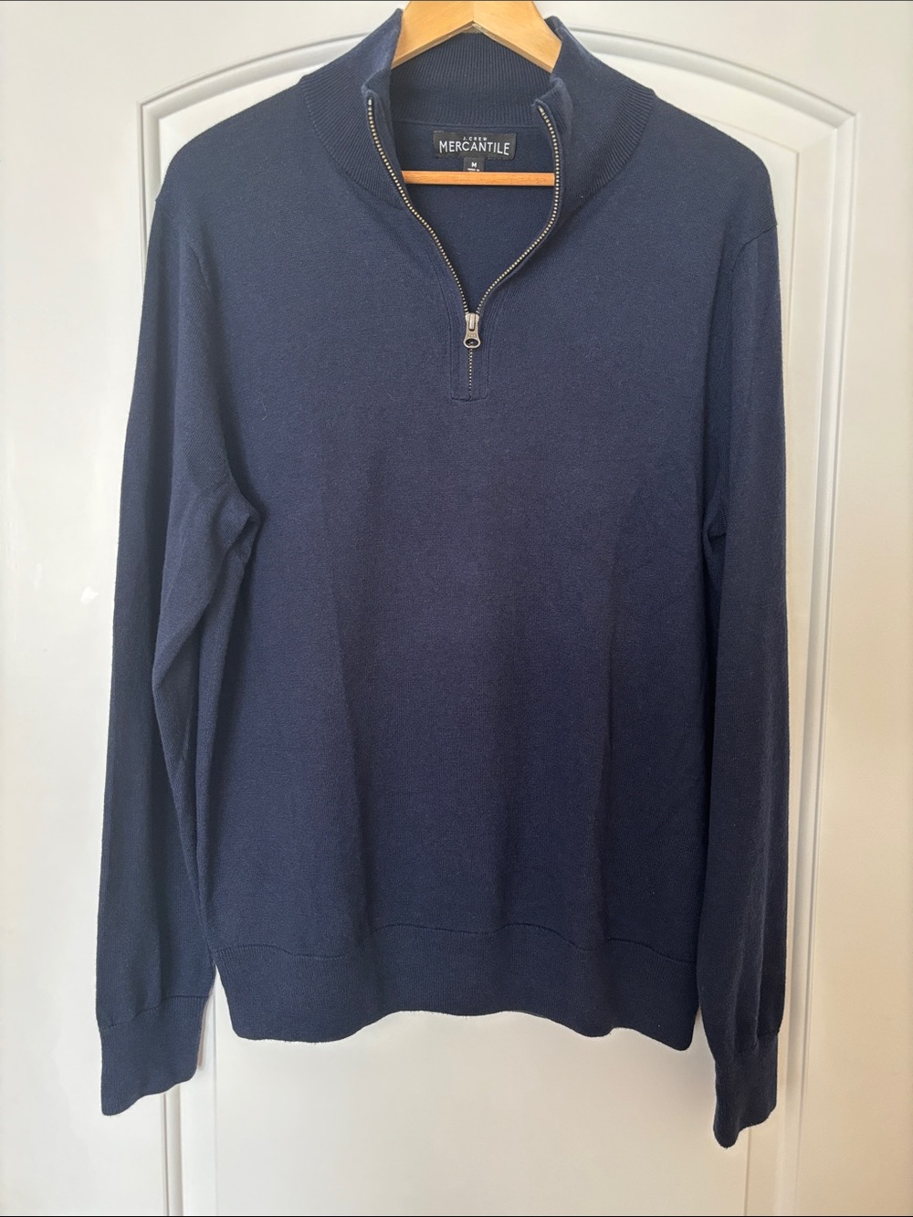 J.Crew Mercantile Navy Merino Blend Quarter-Zip Sweater Men’s M EUC